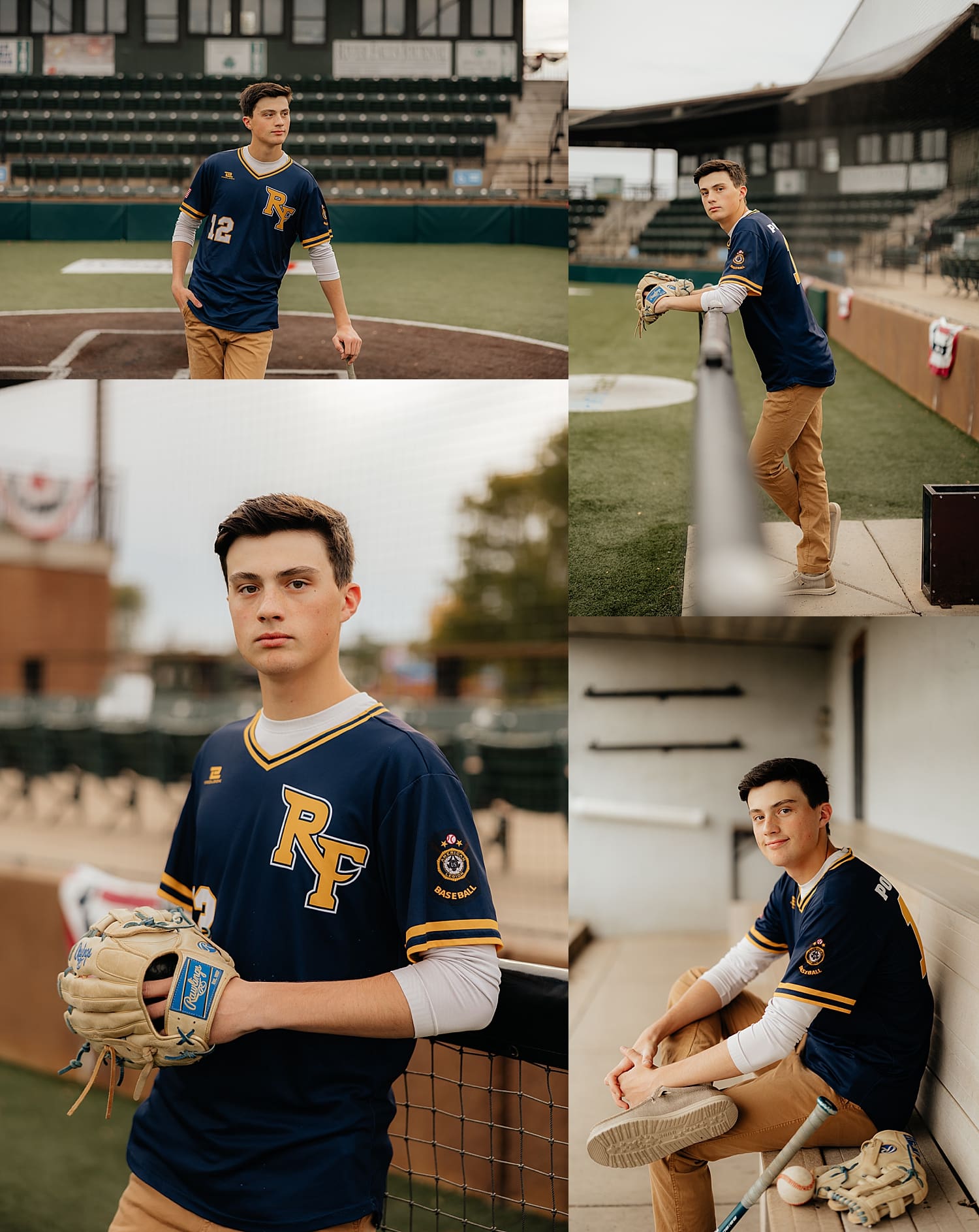 person in jersey sits in dug out after learning how to incorporate your hobbies in to your senior photos