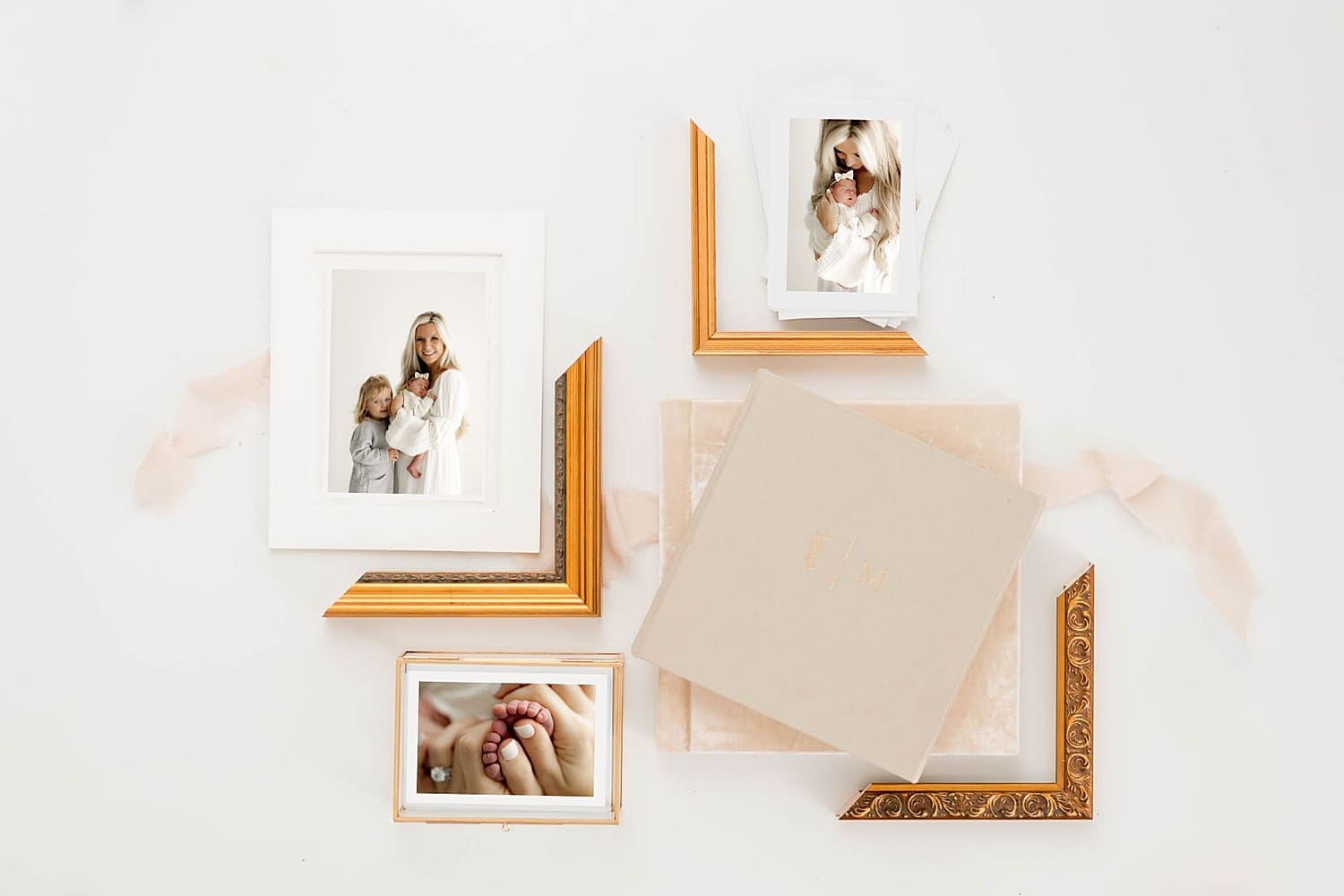 frames surrounding prints of mother and her babies for timeless artwork