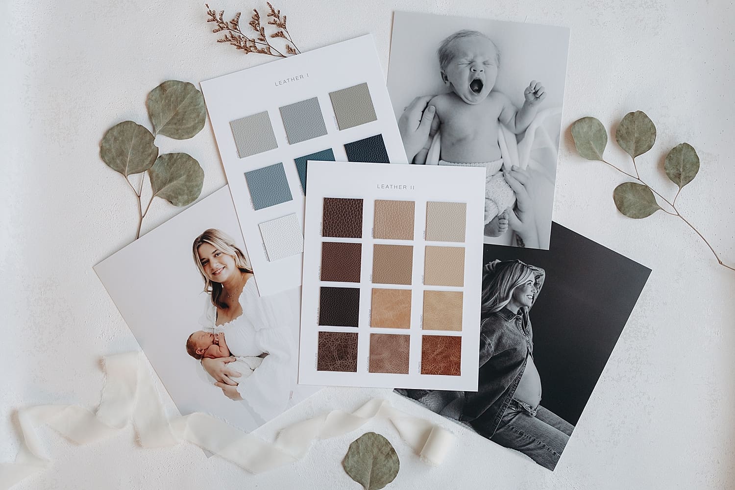 color palettes on table with prints of timeless artwork